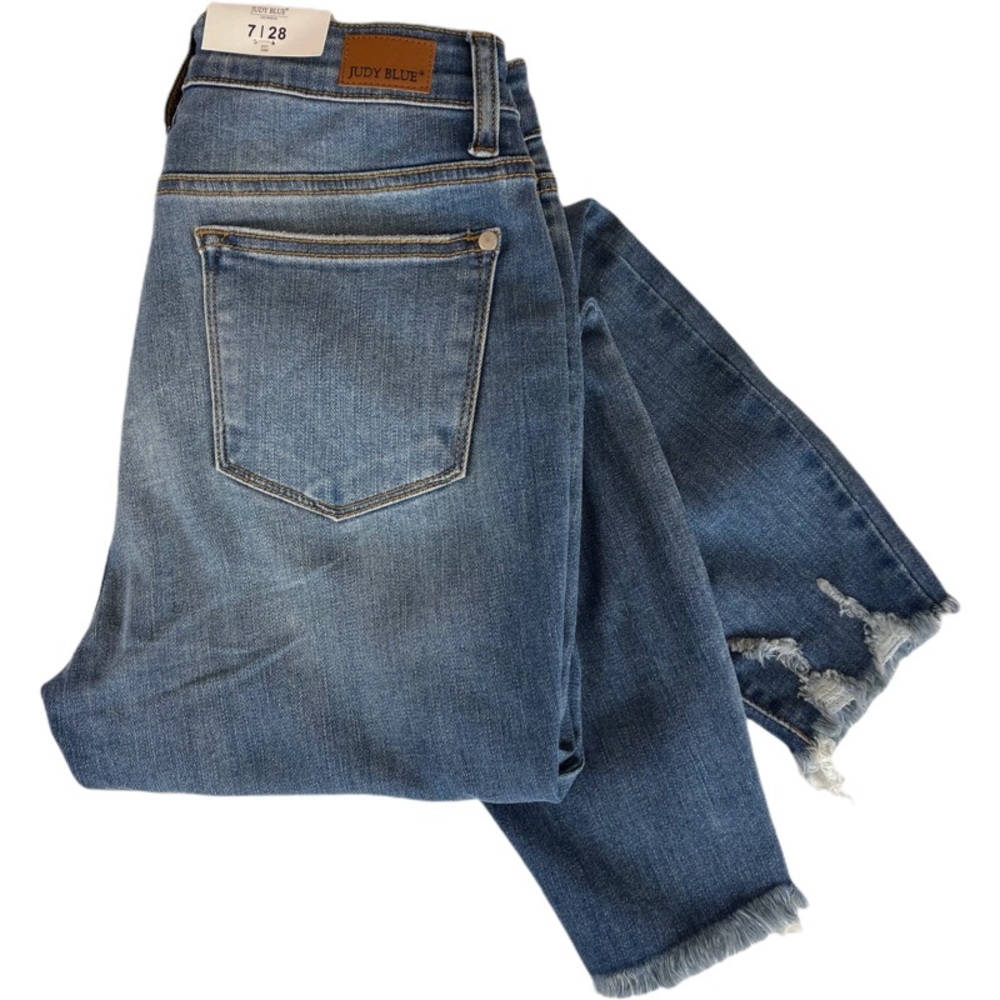 NWT Judy Blue High Waist Skinny Distressed Jeans Size 7/28